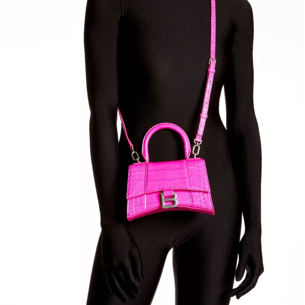 BALENCIAGA CROCODILE 🐊 Hourglass XS Leather Top Handle Bag - Picture 2 of 5